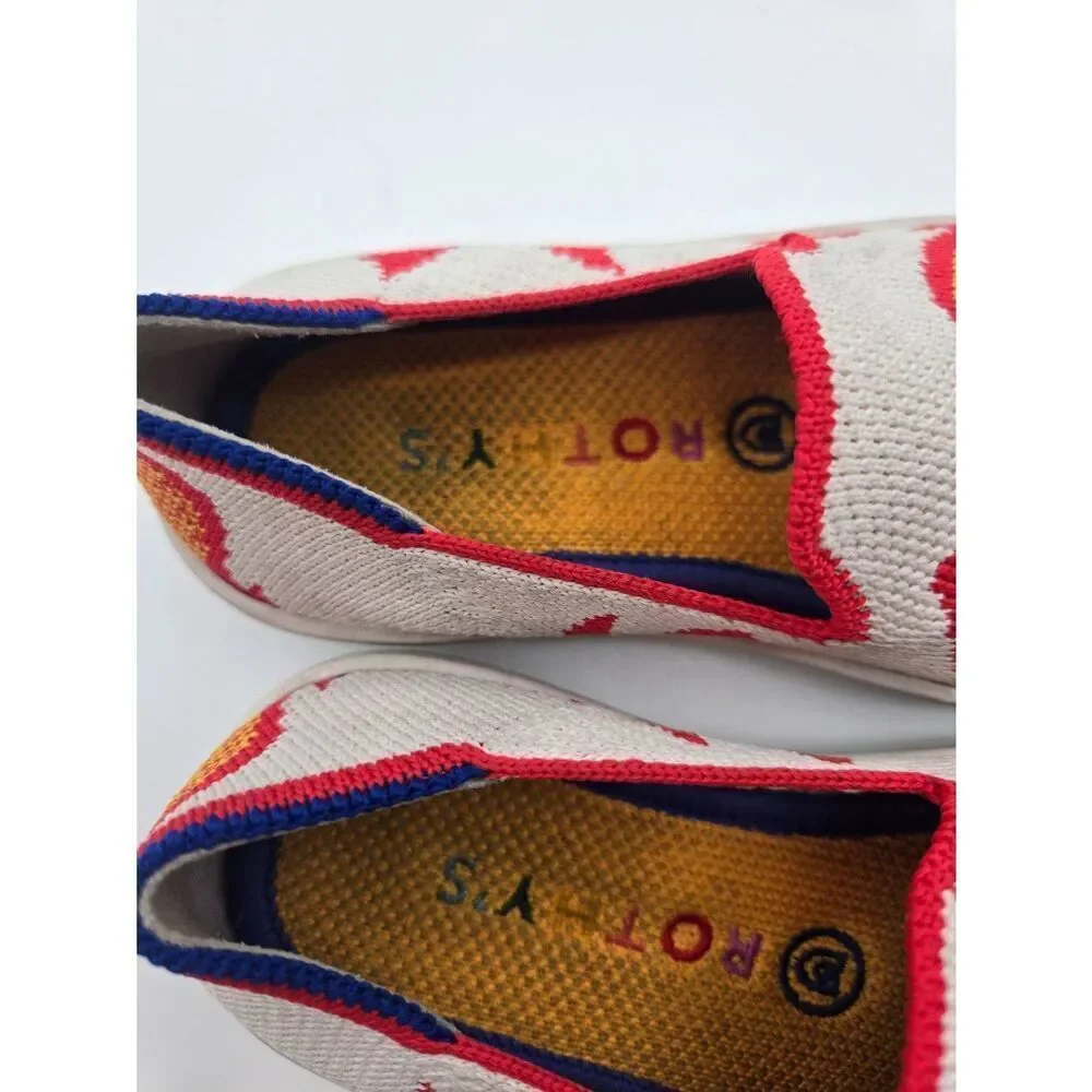 Rothys Kids Flame Sneakers Size 10 White Orange